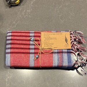 Organic Turkish Red and Blue Bath Towel